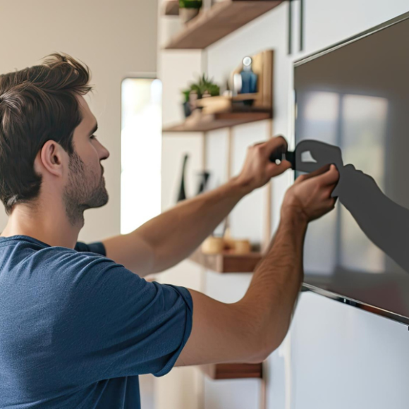Instalación de Soporte para TV Mediana: fijación segura y ajuste preciso para televisores de hasta 50 pulgadas. Montaje profesional en tu hogar.